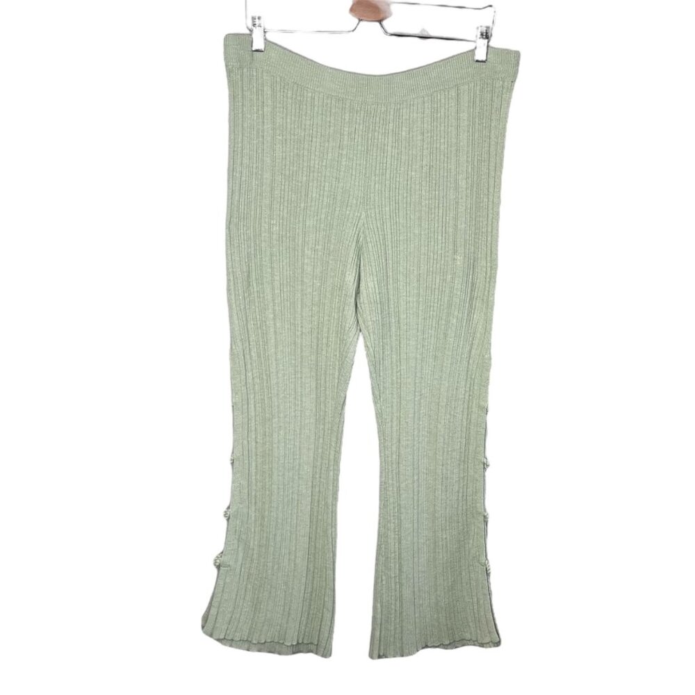 Free People Beach Ribbed Knit Bootcut Pants Slit Side Detail Large